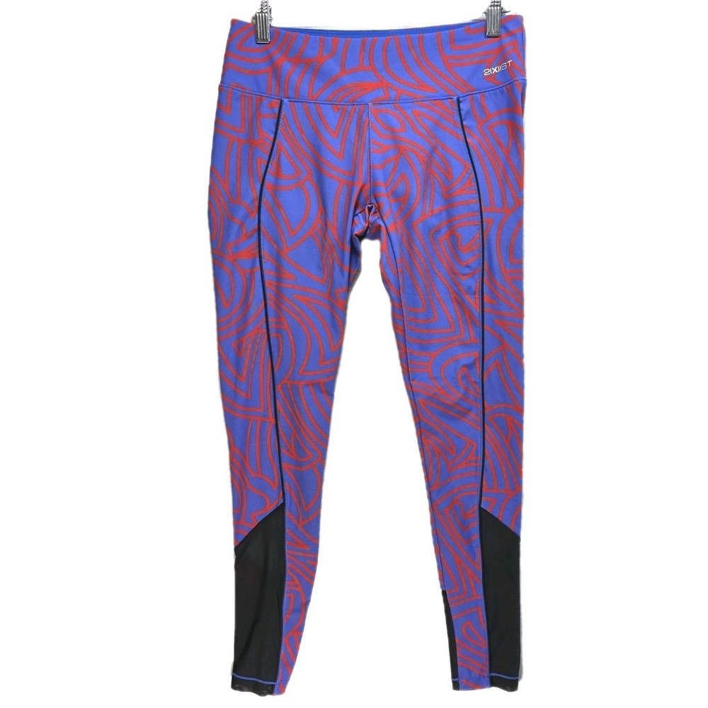 2XIST Womens Leggings Sz M Mesh Compression Red Blue Low Rise Pocket Colorful